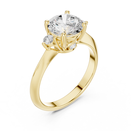 Round Side Stone Lab Grown Diamond Ring