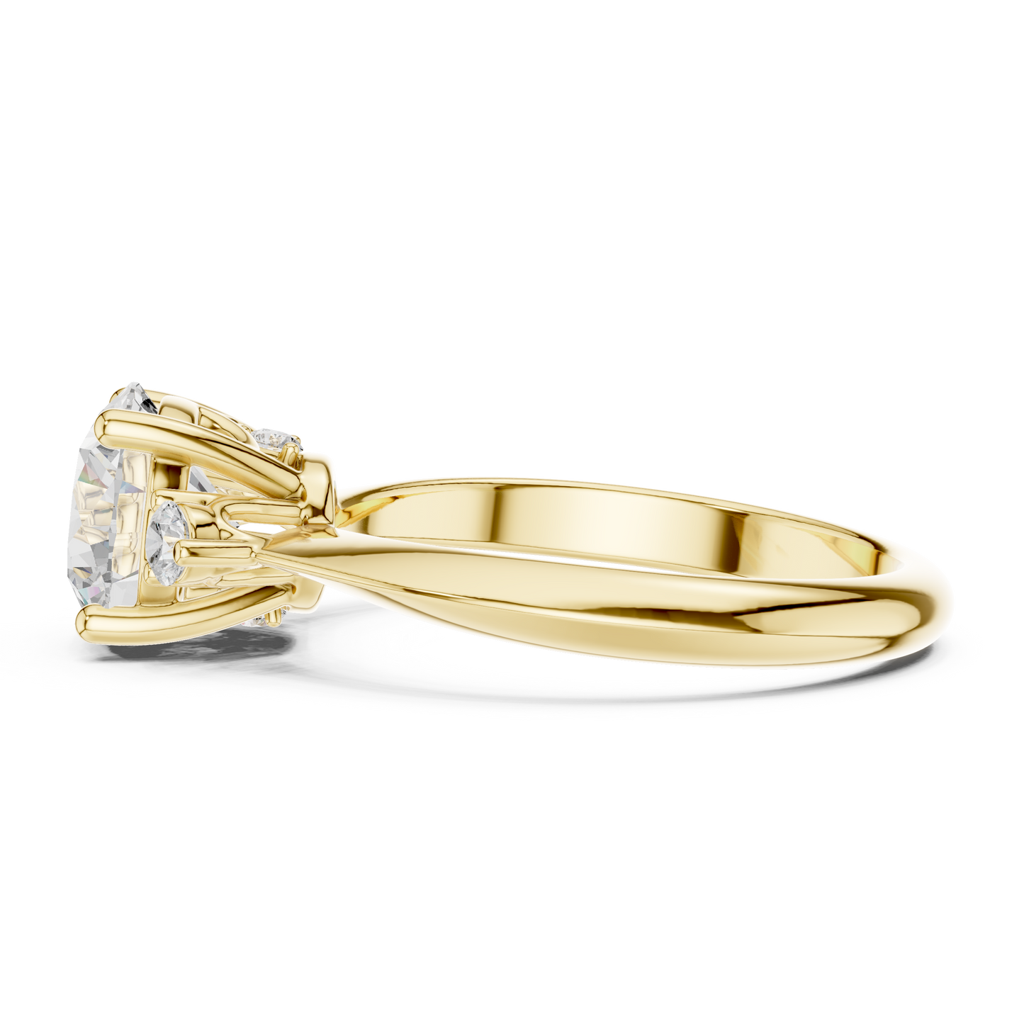 Round Side Stone Lab Grown Diamond Ring