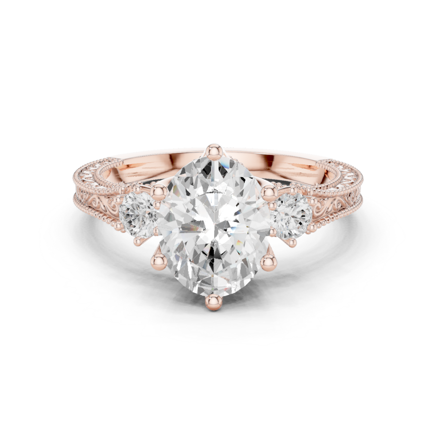Round Side Stone Lab Grown Diamond Ring