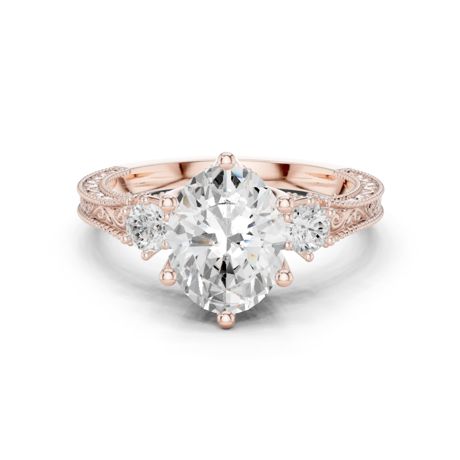 Round Side Stone Lab Grown Diamond Ring