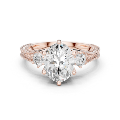 Round Side Stone Lab Grown Diamond Ring