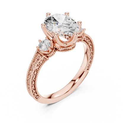 Round Side Stone Lab Grown Diamond Ring