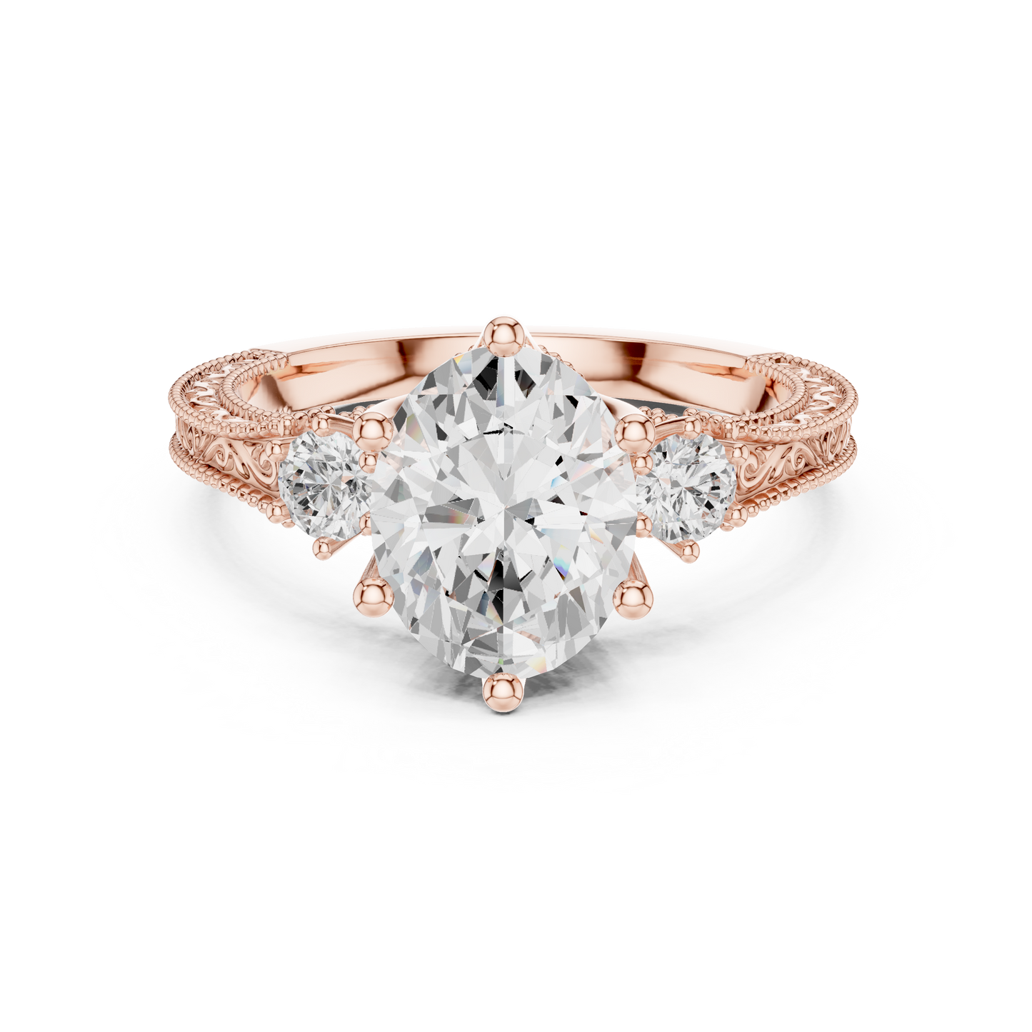 Round Side Stone Lab Grown Diamond Ring