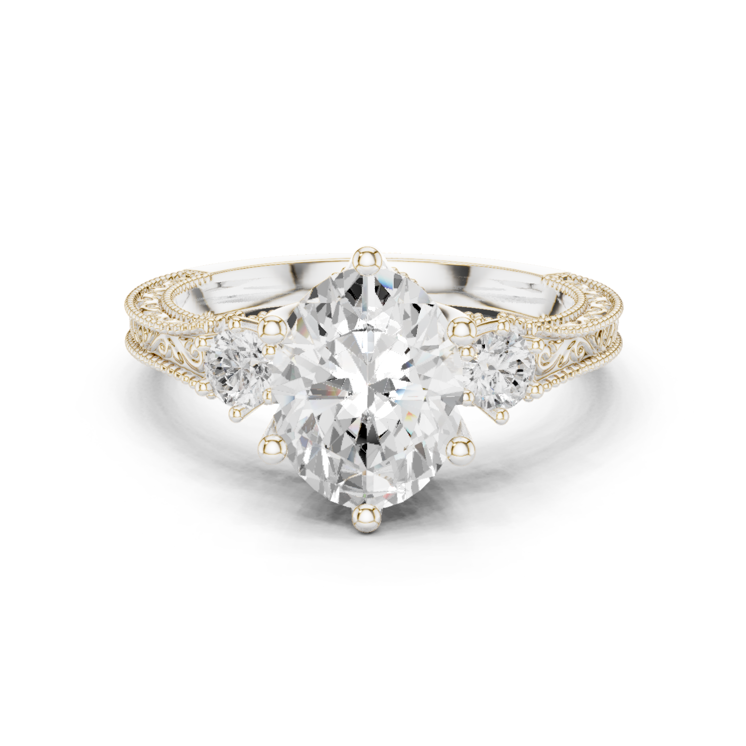 Round Side Stone Lab Grown Diamond Ring