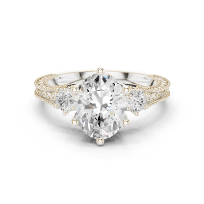 Round Side Stone Lab Grown Diamond Ring