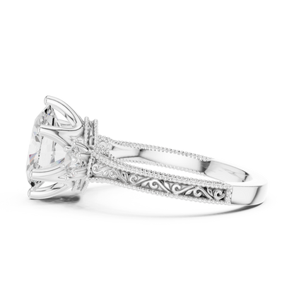 Round Side Stone Lab Grown Diamond Ring