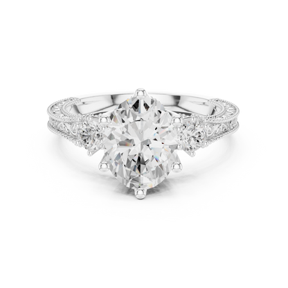 Round Side Stone Lab Grown Diamond Ring