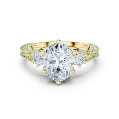 Round Side Stone Lab Grown Diamond Ring