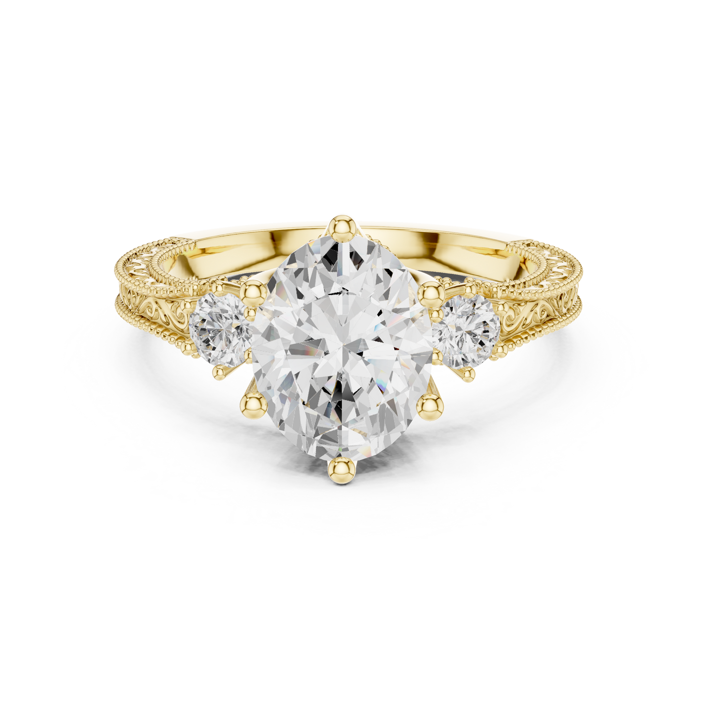 Round Side Stone Lab Grown Diamond Ring