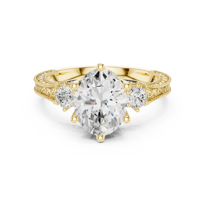 Round Side Stone Lab Grown Diamond Ring