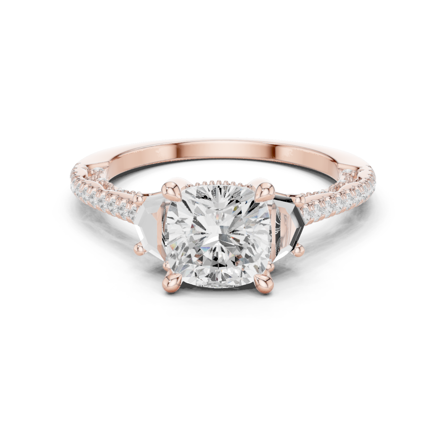 Round Side Stone Lab Grown Diamond Ring