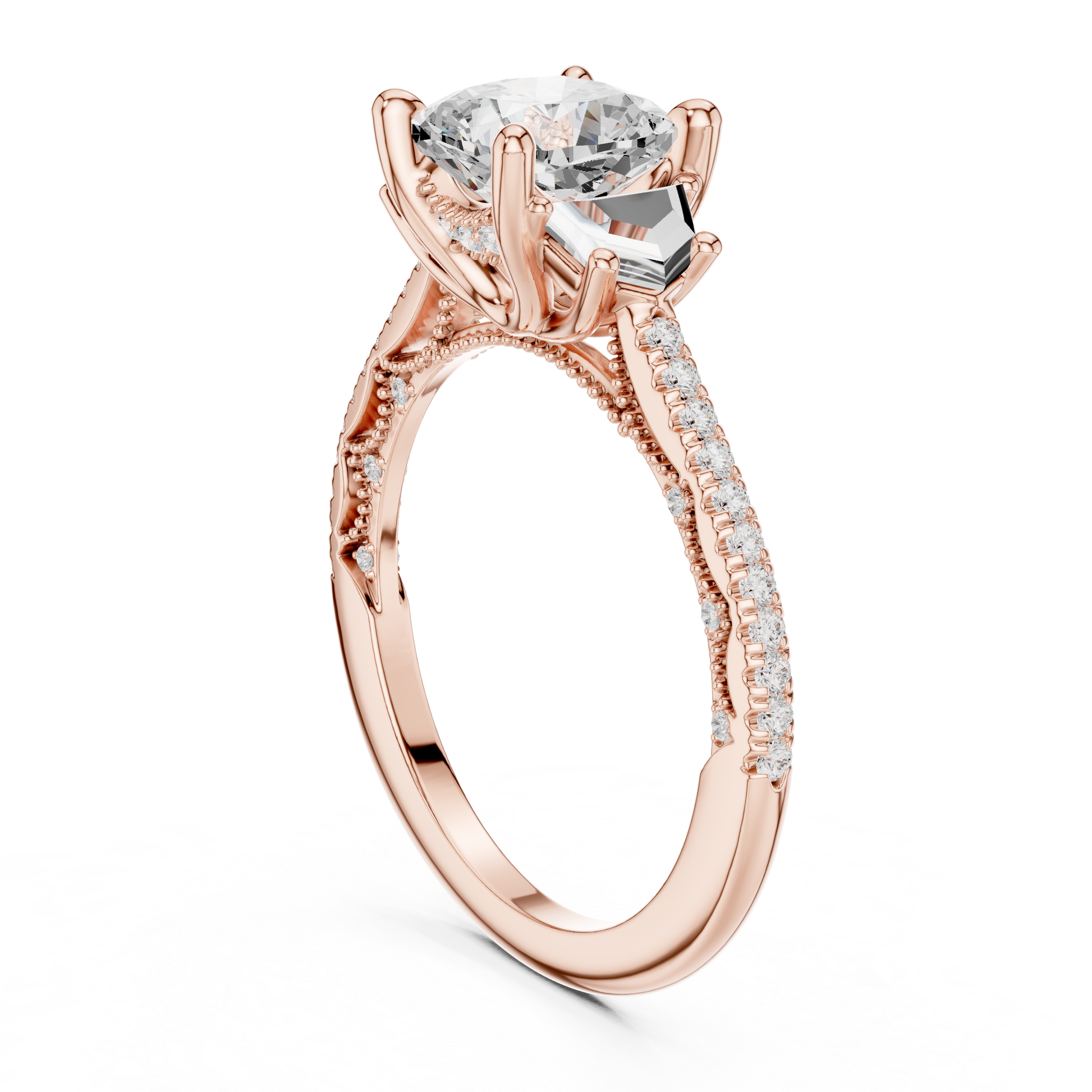 Round Side Stone Lab Grown Diamond Ring
