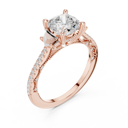 Round Side Stone Lab Grown Diamond Ring