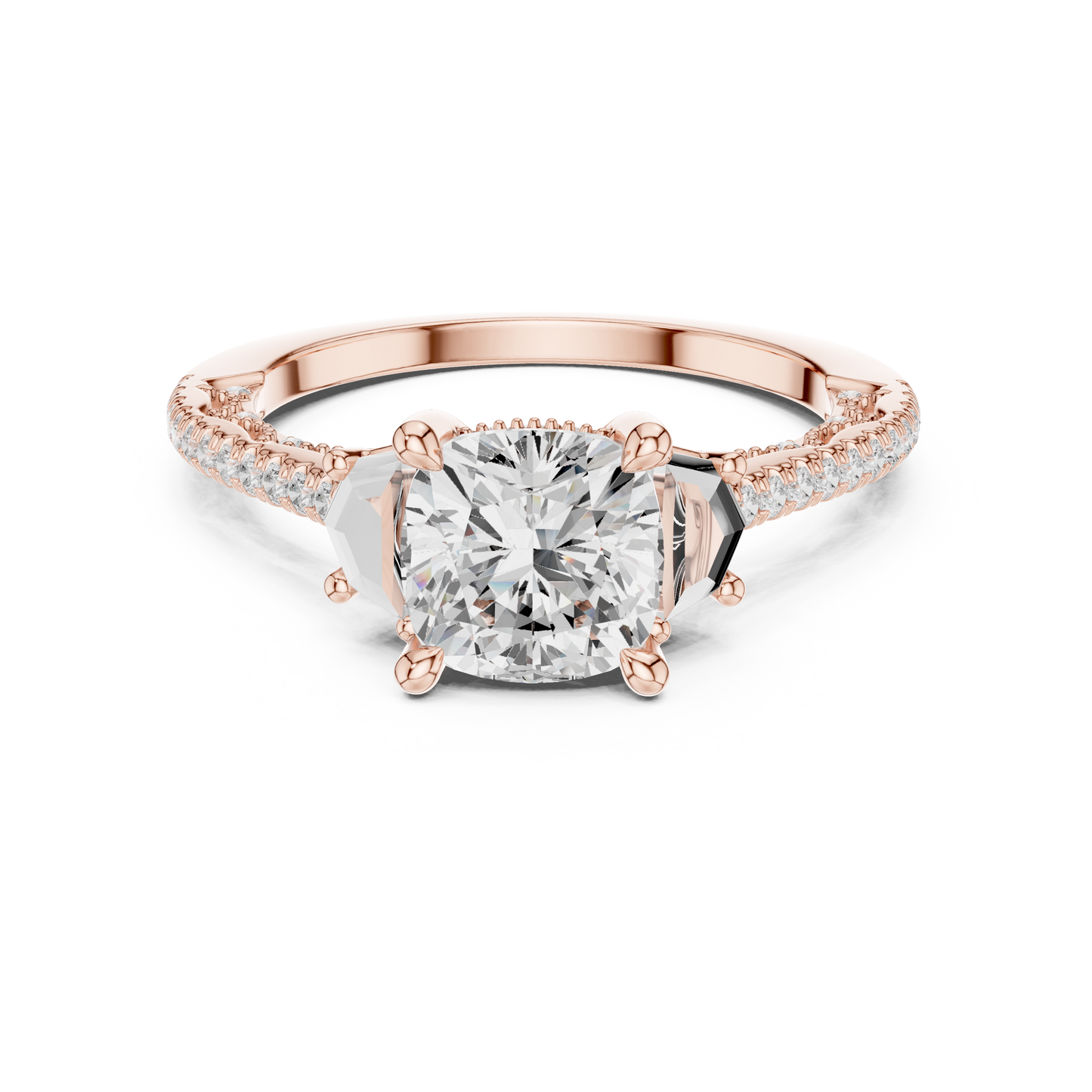 Round Side Stone Lab Grown Diamond Ring
