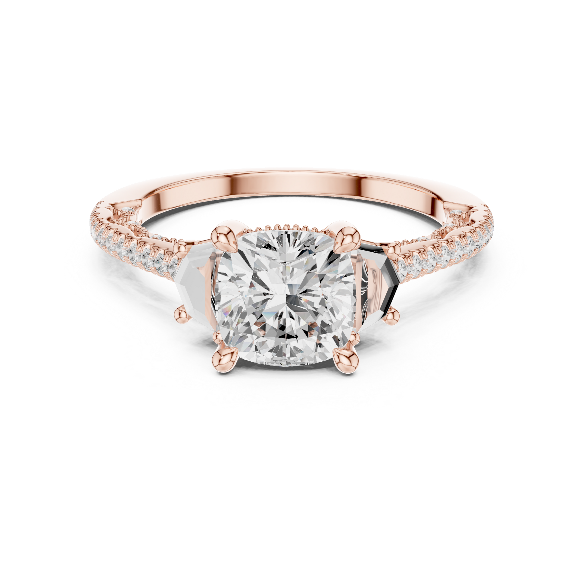 Round Side Stone Lab Grown Diamond Ring