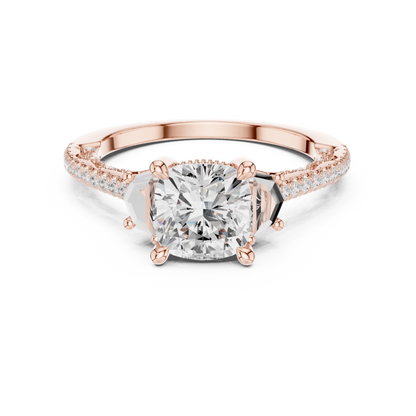 Round Side Stone Lab Grown Diamond Ring