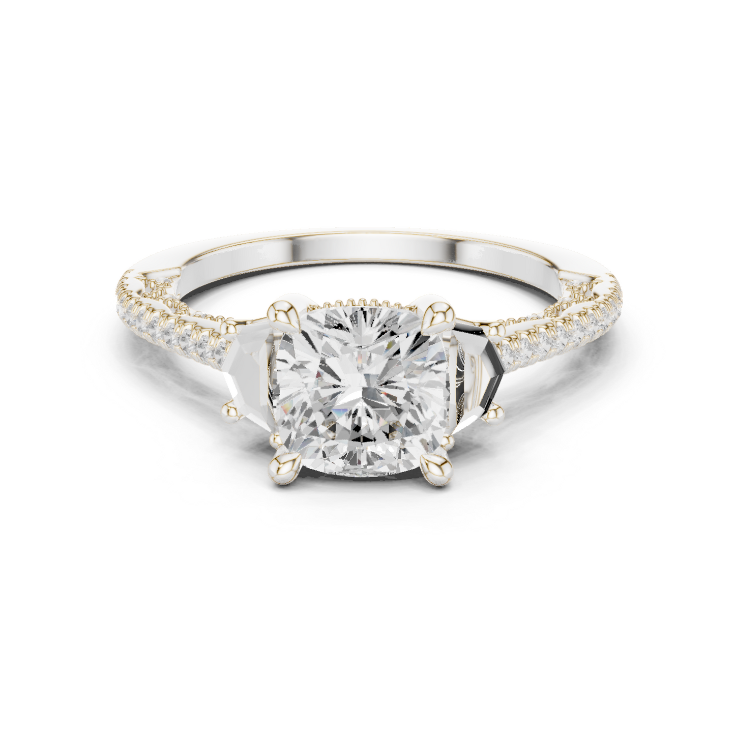 Round Side Stone Lab Grown Diamond Ring