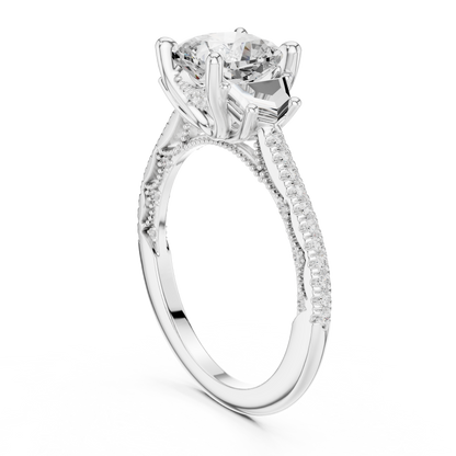 Round Side Stone Lab Grown Diamond Ring