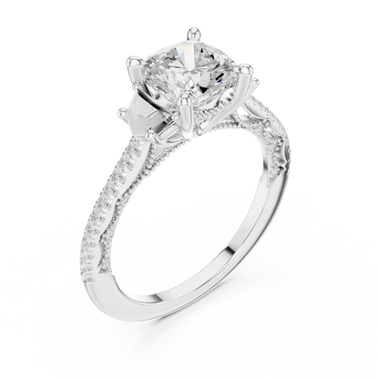 Round Side Stone Lab Grown Diamond Ring
