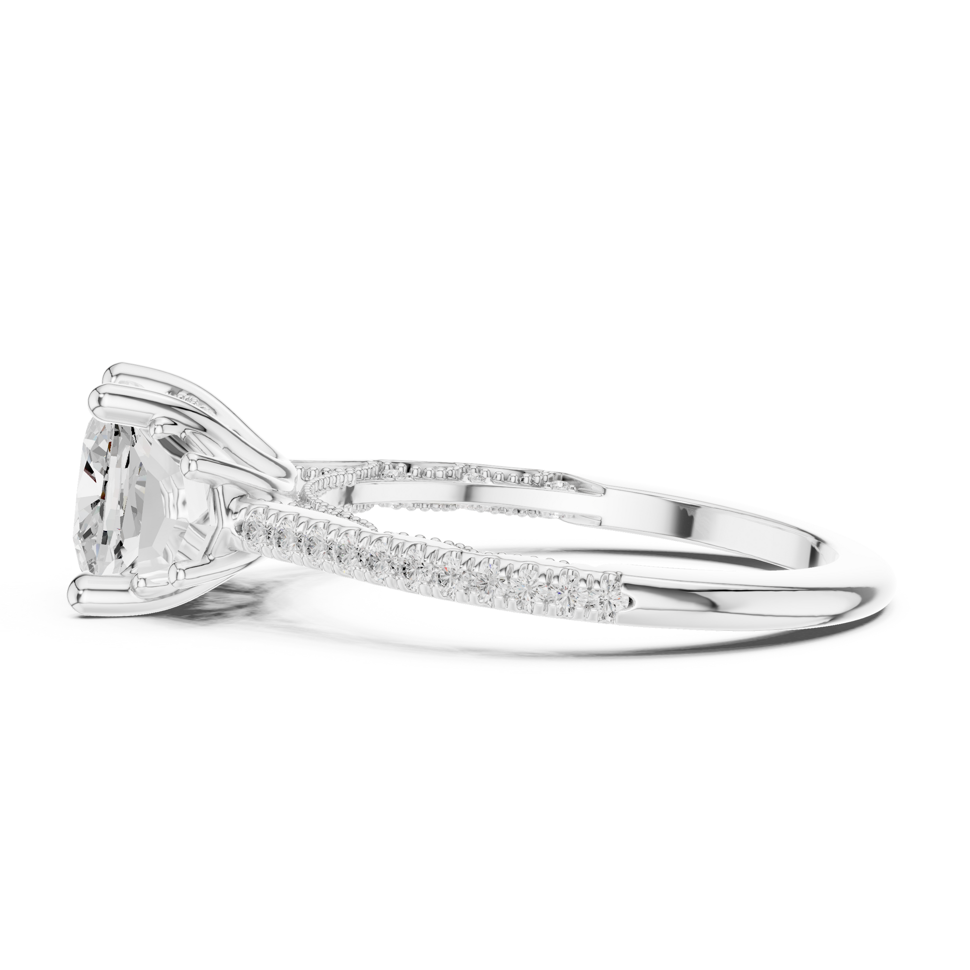 Round Side Stone Lab Grown Diamond Ring