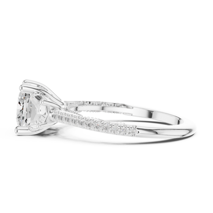 Round Side Stone Lab Grown Diamond Ring