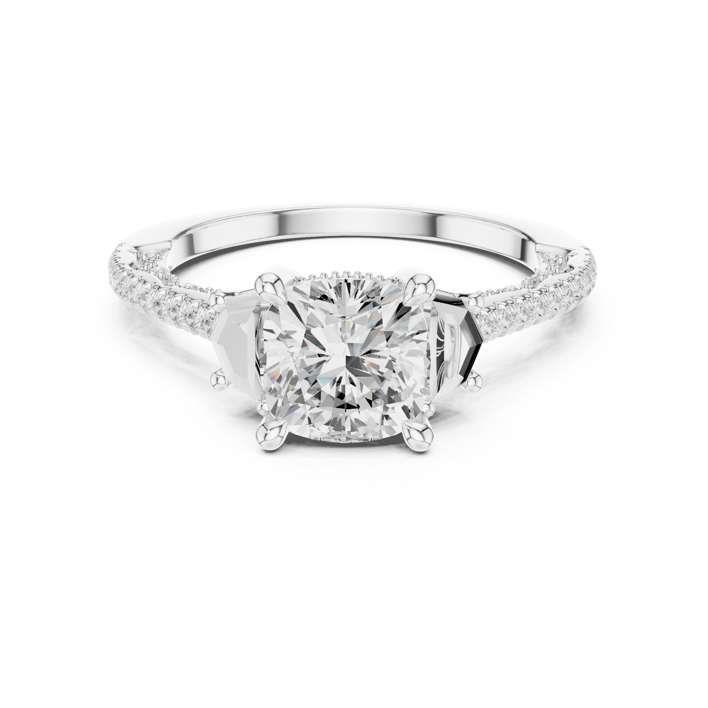 Round Side Stone Lab Grown Diamond Ring