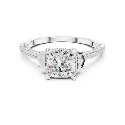 Round Side Stone Lab Grown Diamond Ring