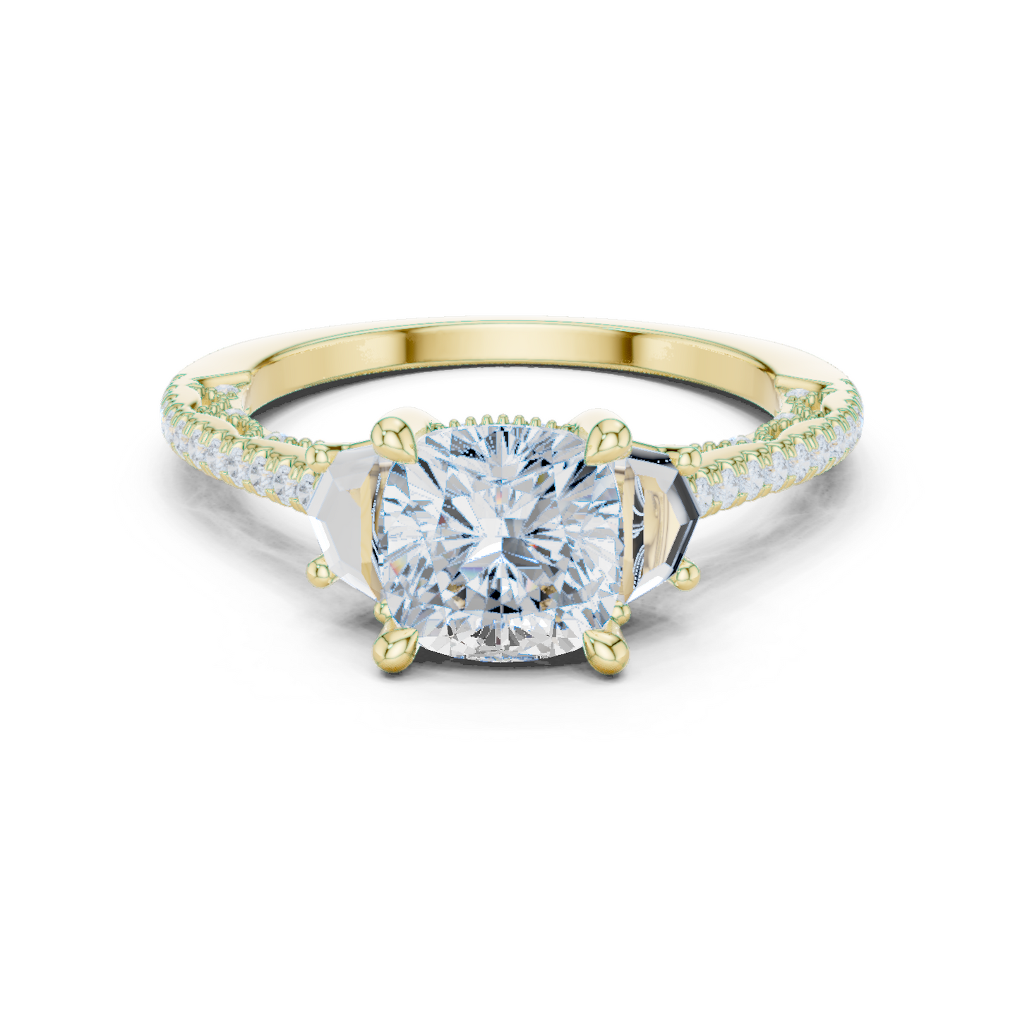 Round Side Stone Lab Grown Diamond Ring