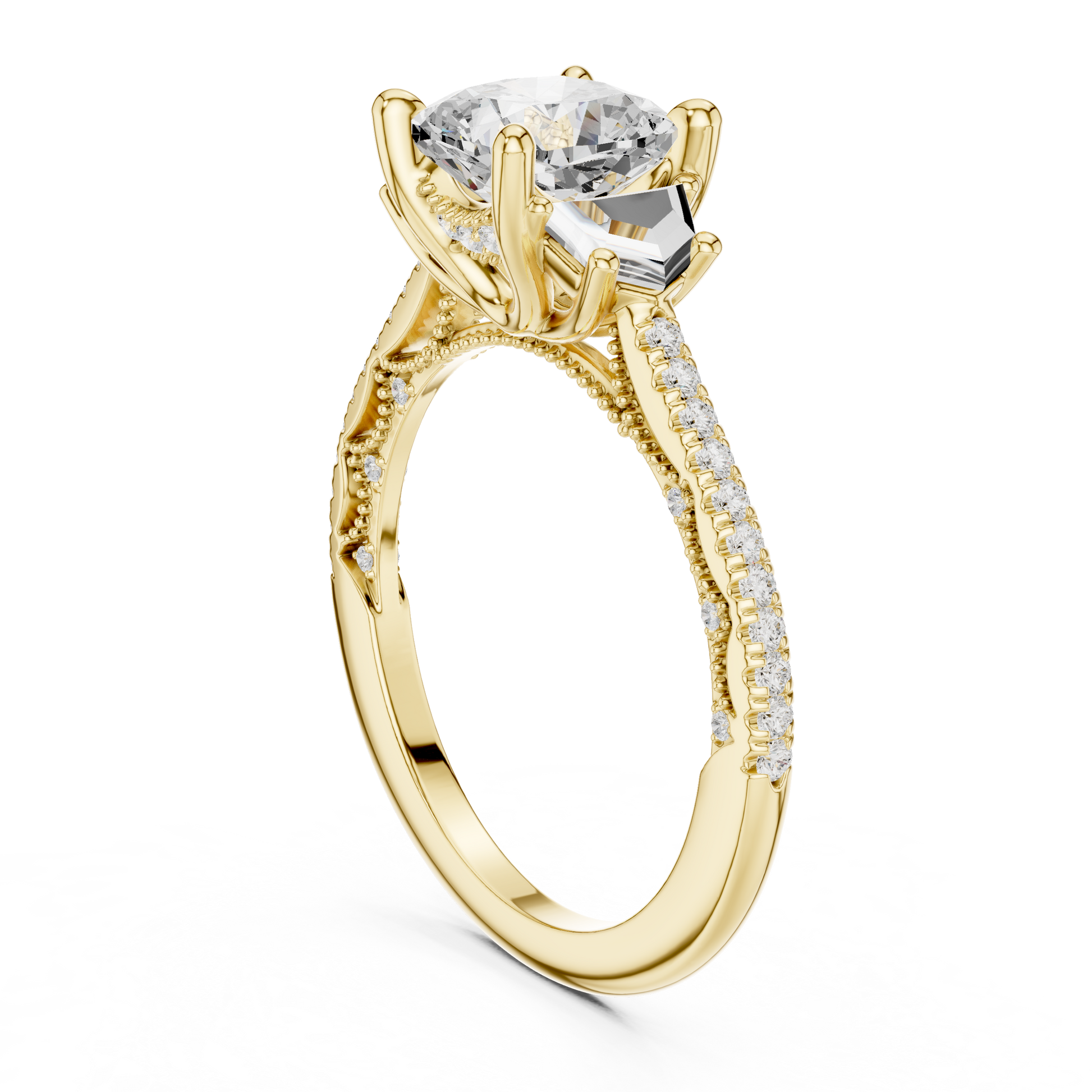 Round Side Stone Lab Grown Diamond Ring