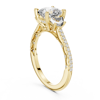 Round Side Stone Lab Grown Diamond Ring