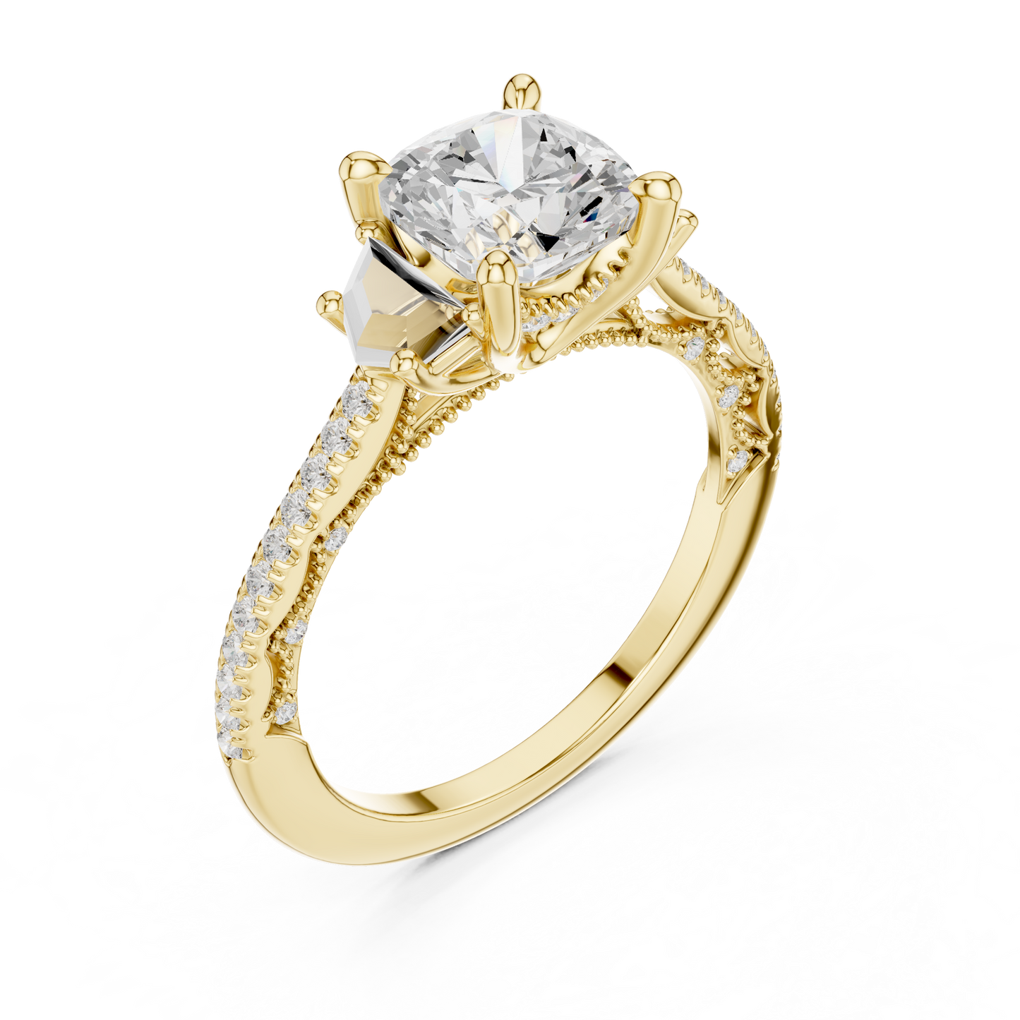 Round Side Stone Lab Grown Diamond Ring