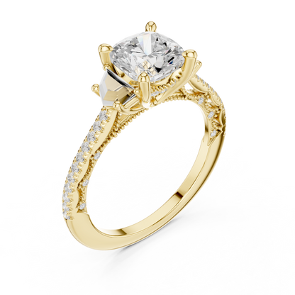 Round Side Stone Lab Grown Diamond Ring