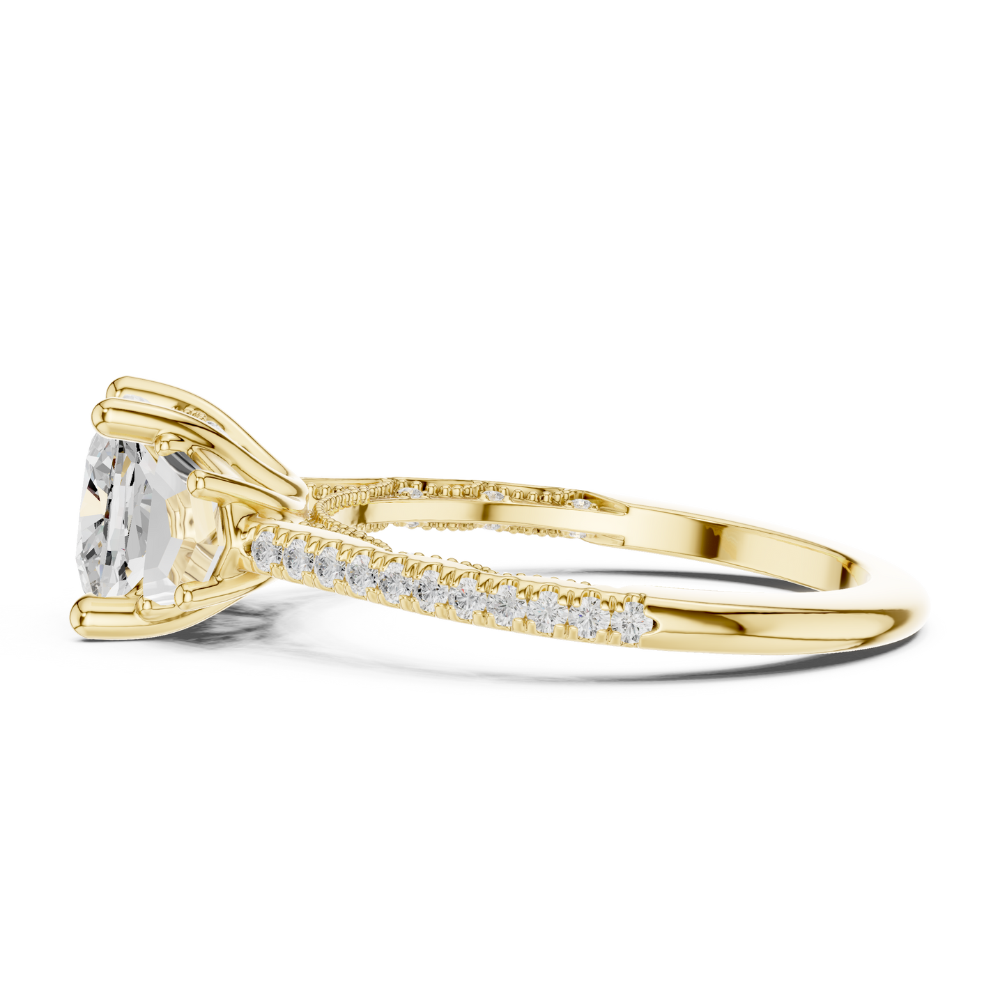 Round Side Stone Lab Grown Diamond Ring