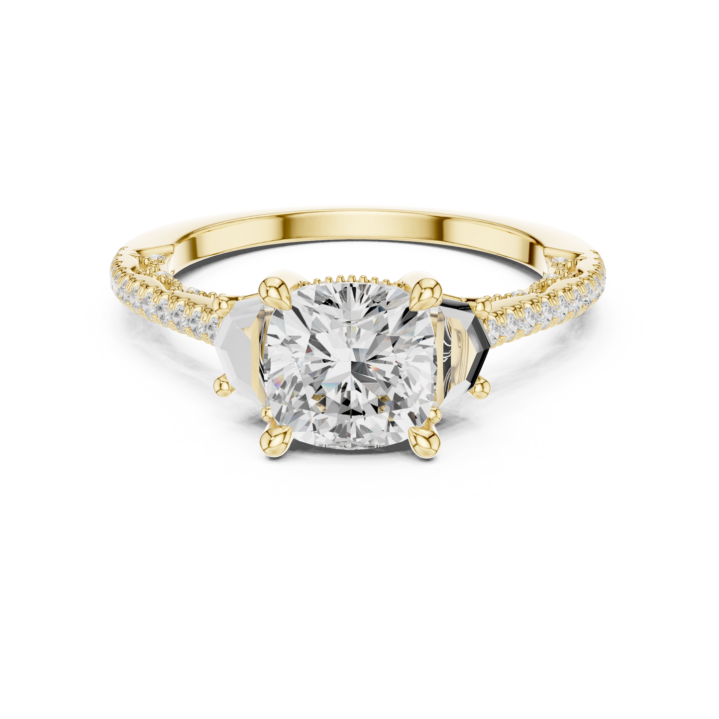 Round Side Stone Lab Grown Diamond Ring