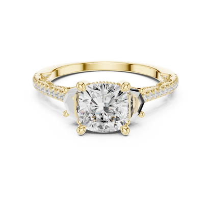 Round Side Stone Lab Grown Diamond Ring