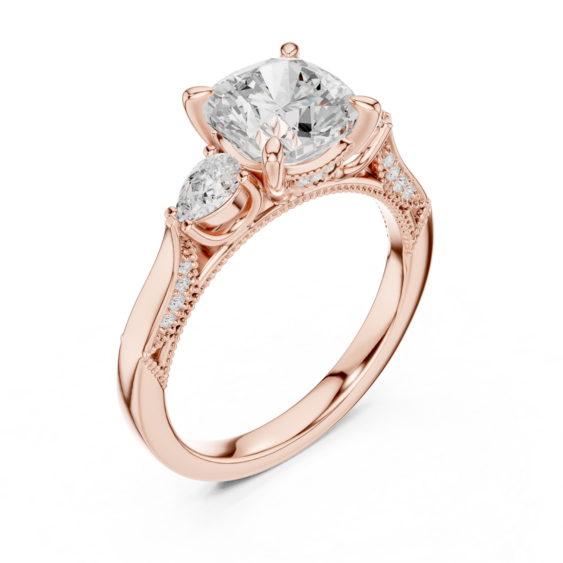 Mixed Shape Lab Grown Diamond Side Stone Ring
