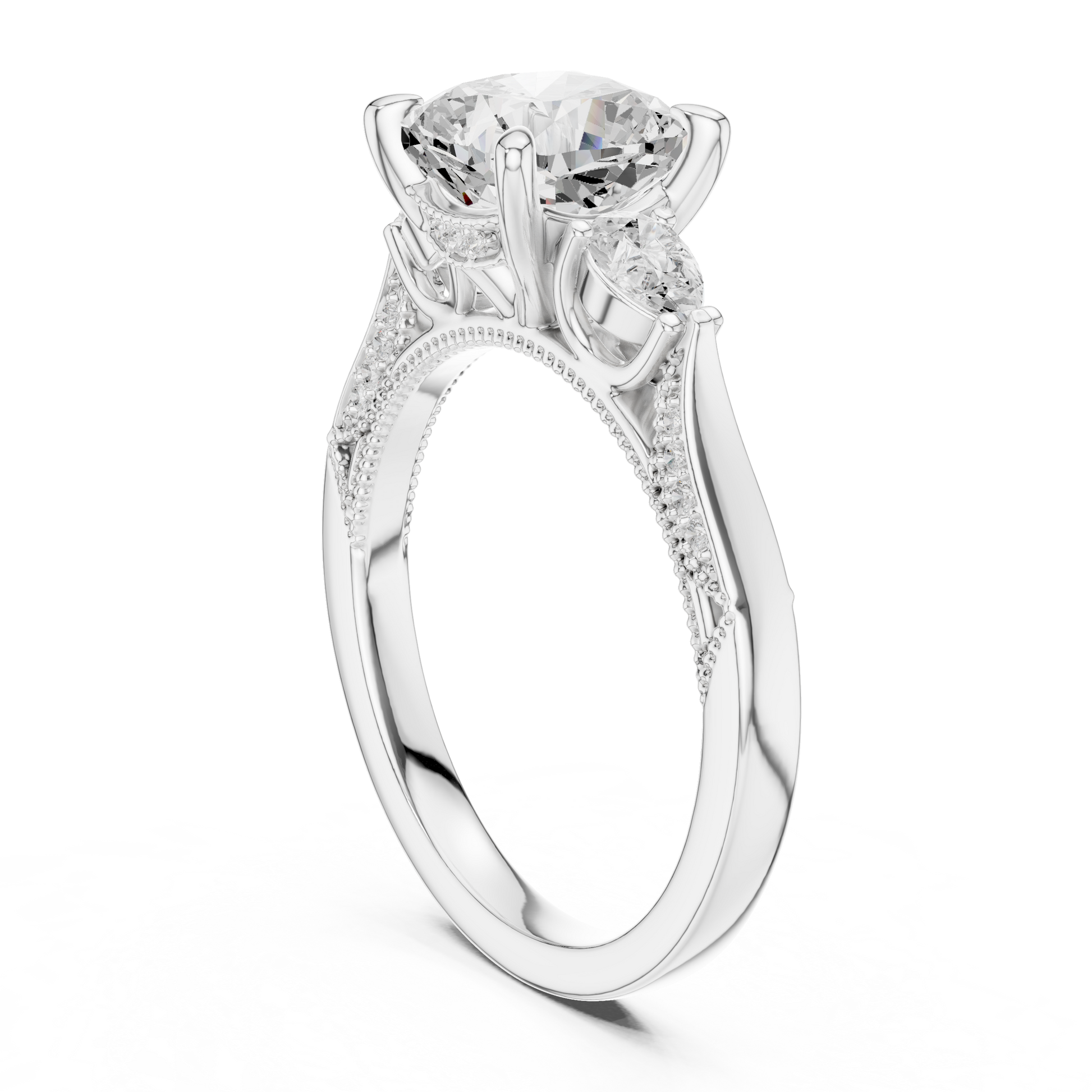 Mixed Shape Lab Grown Diamond Side Stone Ring