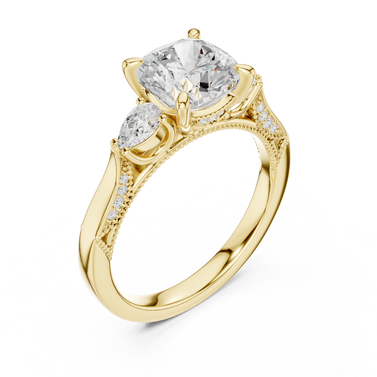 Mixed Shape Lab Grown Diamond Side Stone Ring
