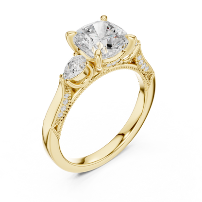 Mixed Shape Lab Grown Diamond Side Stone Ring