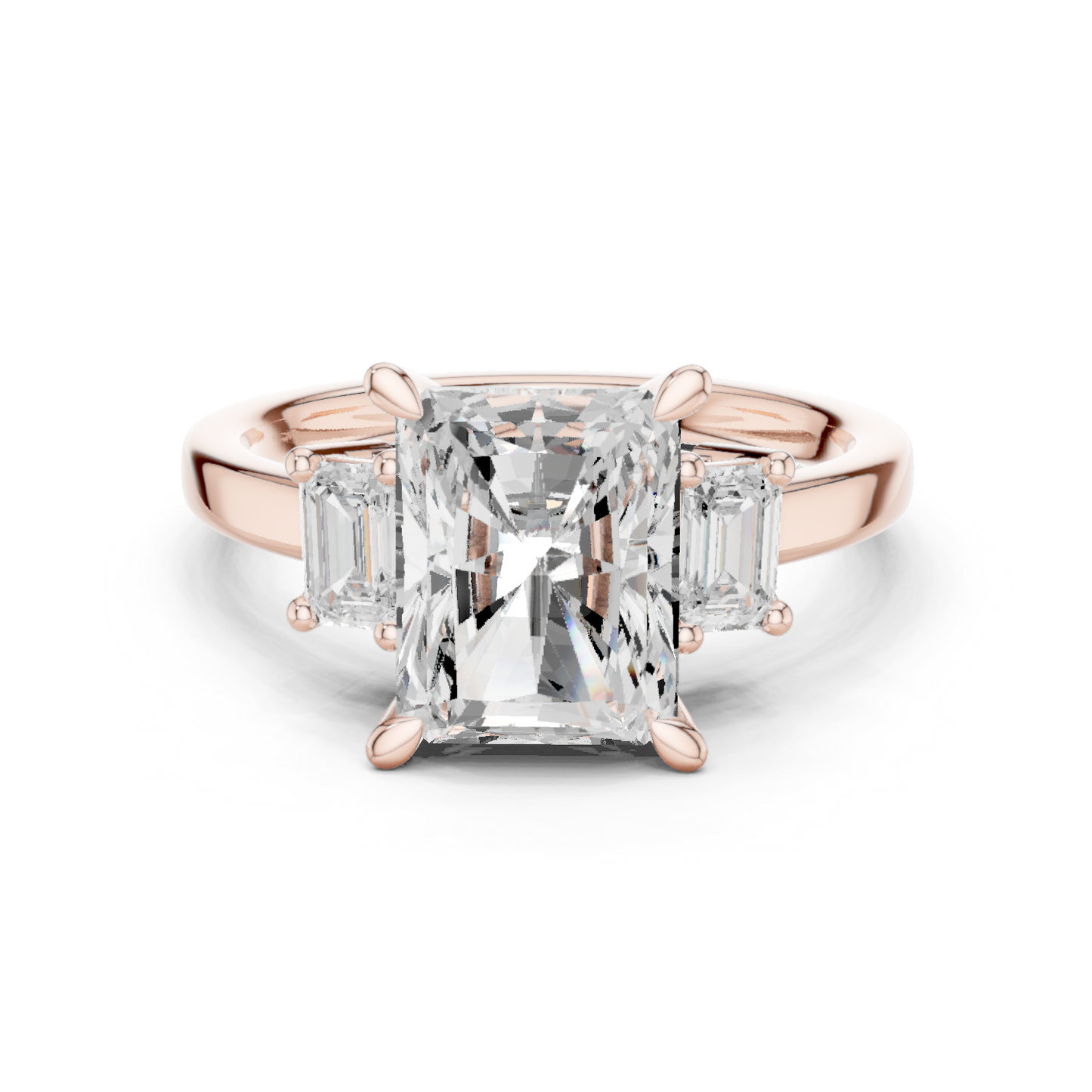 Emerald Three Stone Lab Grown Diamond Ring