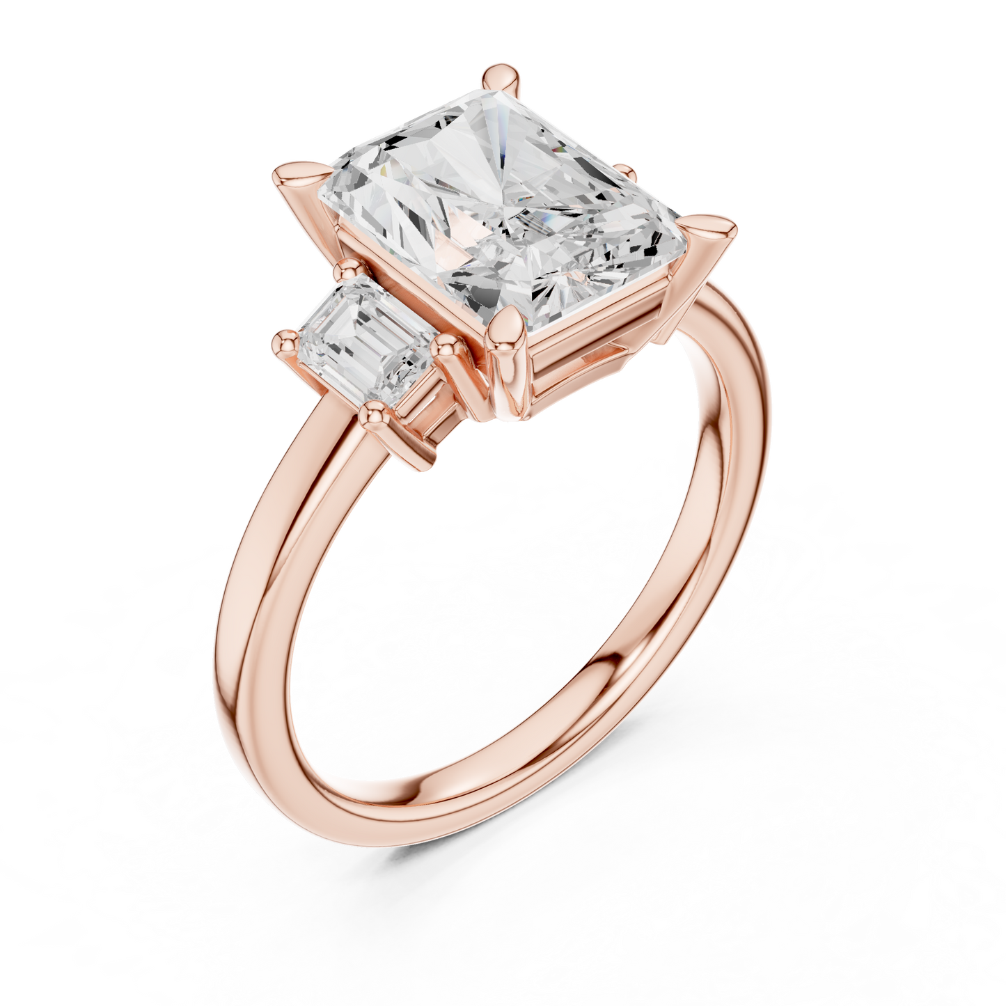 Emerald Three Stone Lab Grown Diamond Ring
