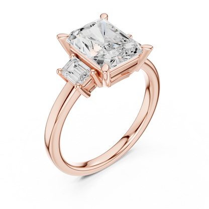 Emerald Three Stone Lab Grown Diamond Ring