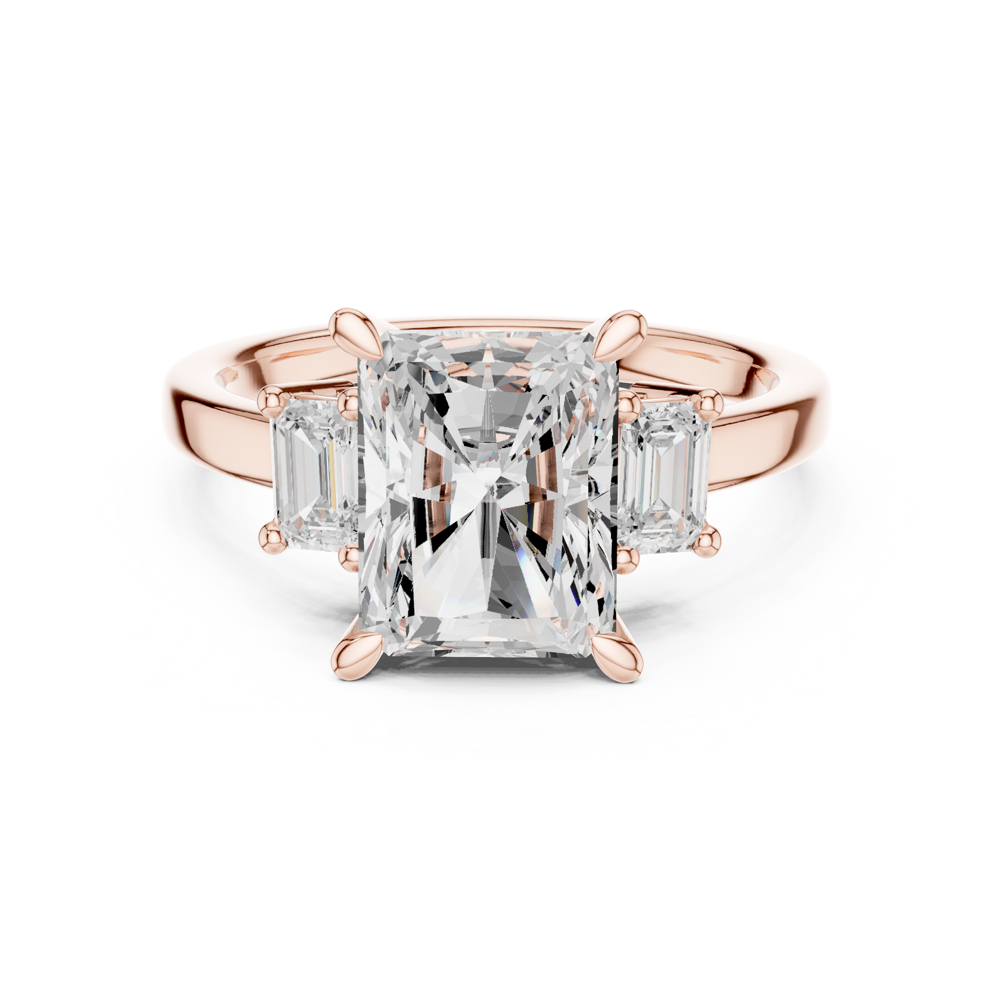 Emerald Three Stone Lab Grown Diamond Ring
