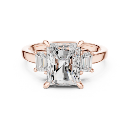 Emerald Three Stone Lab Grown Diamond Ring