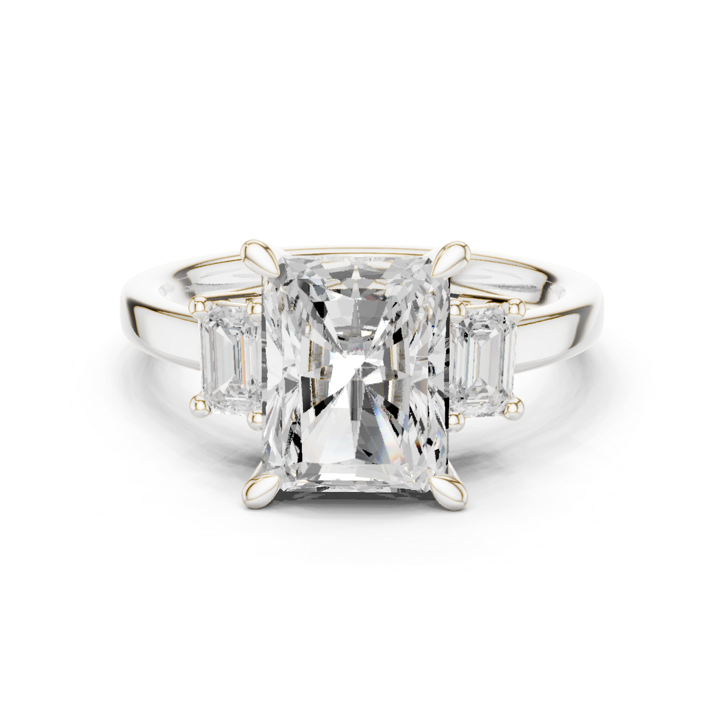 Emerald Three Stone Lab Grown Diamond Ring