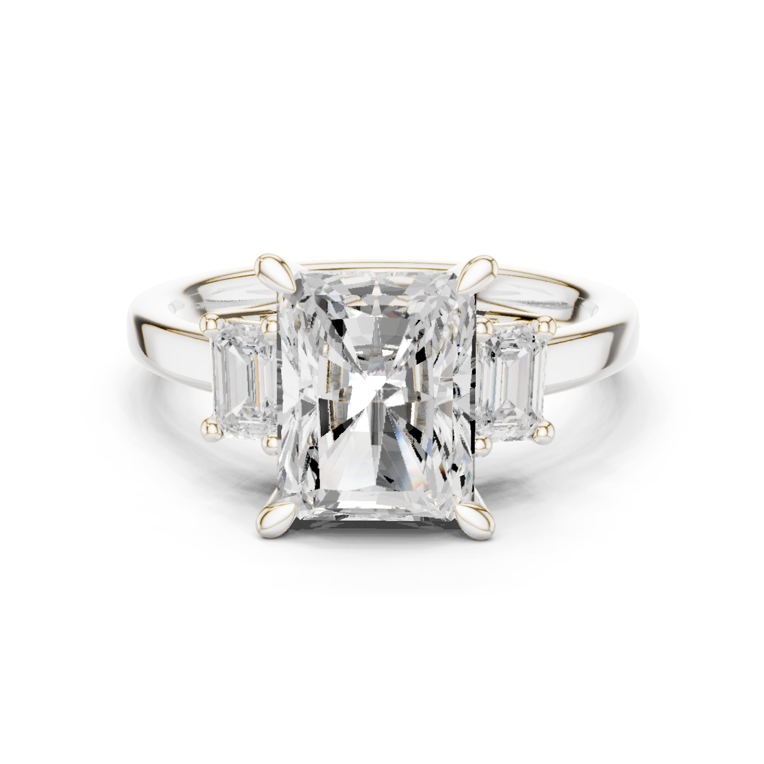 Emerald Three Stone Lab Grown Diamond Ring