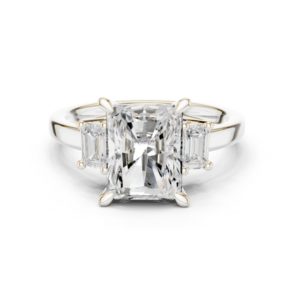 Emerald Three Stone Lab Grown Diamond Ring