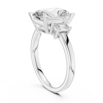 Emerald Three Stone Lab Grown Diamond Ring