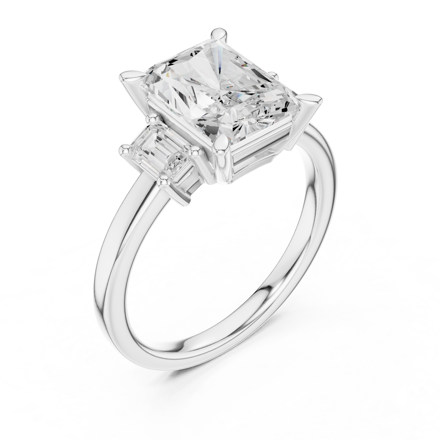 Emerald Three Stone Lab Grown Diamond Ring