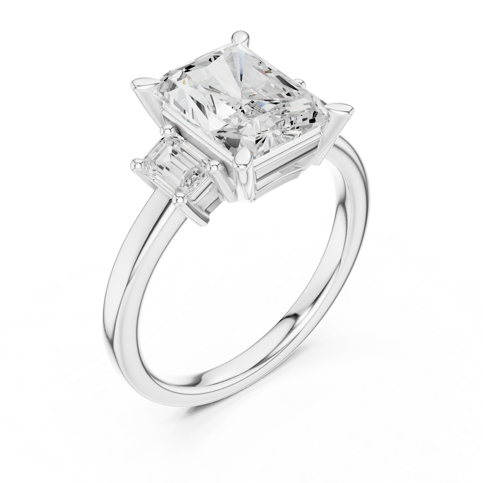 Emerald Three Stone Lab Grown Diamond Ring